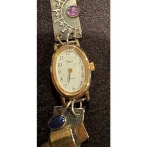 Timex watch in a custom artisan 925 bracelet crafted from sterling silver VTG